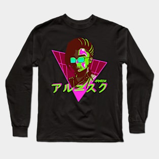 Aesthetic Retrowave Synthwave Girl (Arniisk) light green Long Sleeve T-Shirt